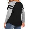 Женская повседневная модная полосатая футболка с длинным рукавом, V-образным вырезом, цветной блок