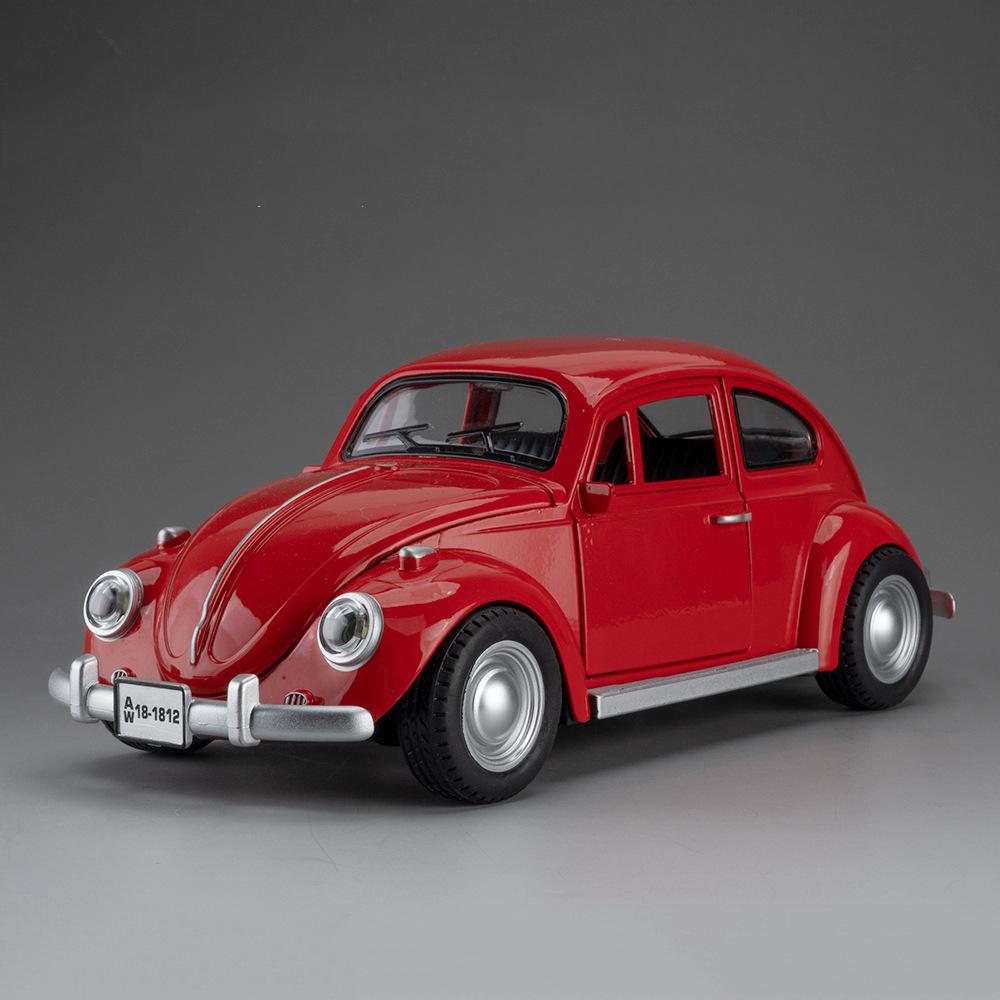 1:18 Мини Жук 1955 Модель Игрушечные Машинки Сплав Литье под Давлением С Оттяжкой 4 Двери Открываются Звук Свет Симуляция Транспортные Средства Игрушки для Детей Подарки