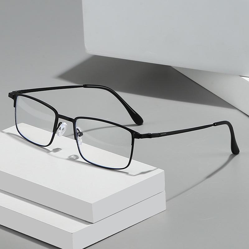 Men'S Business Classic Square Myopia Glasses Vintage Metal Frame Blue Light Protection Eyewear Men'S Grade Minus Sight Glasses