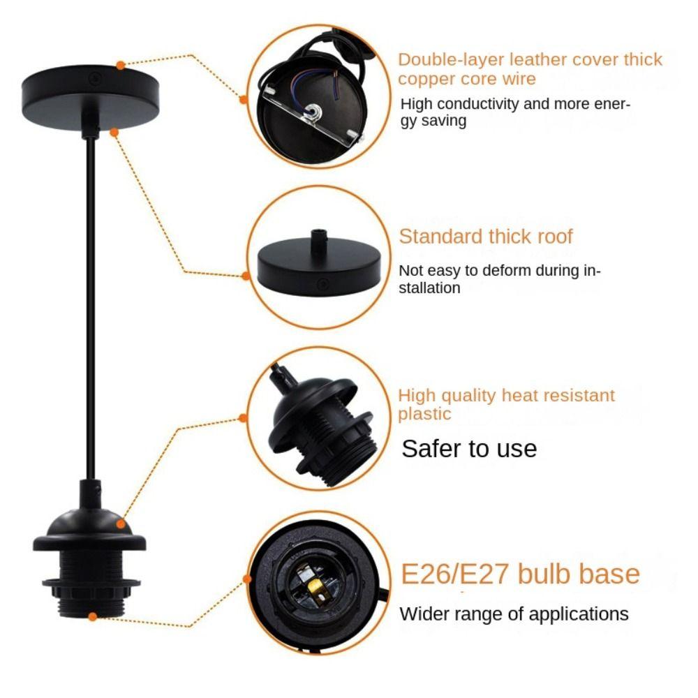 Основание потолочного светильника с полузубцами и кабелем 1 м Основание абажура E27 Подвесной держатель лампы Подвесной светильник
