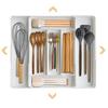 ZATAO Cutlery Case, 4-Sided Expandable, Sliding Cutlery Storage, Approx. W27-51 X D27-51 X H5, Stationery, Cosmetics, and Small Items, Drawer Dividers