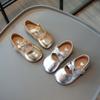 Children's Leather Shoes Solid Color Girls Ballet Shoes Fashion Simple Princess Versatile Kids Party Shoes Gold Silver Causal