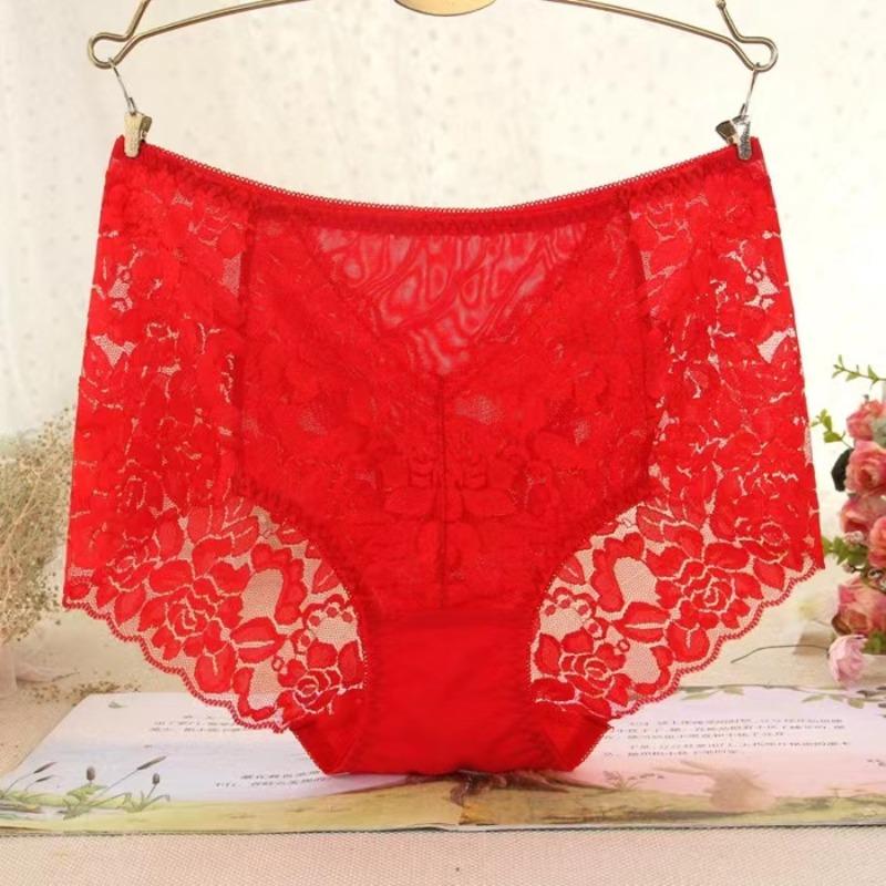 Ladies Sexy Mesh Panties High-waist Seamless Lace Underwear Briefs Transparent Silk Women Cotton Health Knickers Lingerie