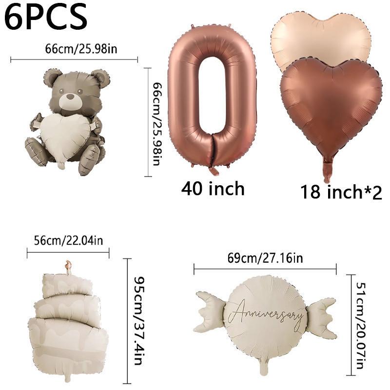 Набор матовых воздушных шаров с плюшевым мишкой, конфетами, цифрами от 0 до 9, для детского дня рождения, свадьбы, годовщины, декорации, алюминиевые фольгированные шары