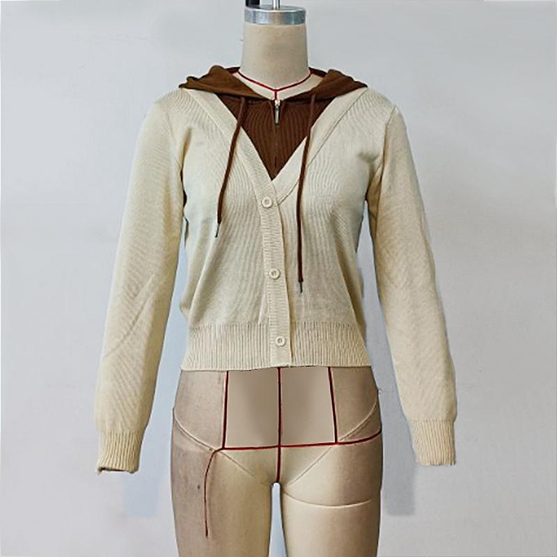 Женская трикотажная рубашка с капюшоном и длинным рукавом, тонкая, однотонная, с плетением снизу