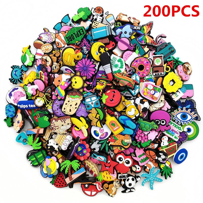 20/50/100/200/500 шт. Случайные мультяшные шармы для обуви для клогов, шлепанцев, сандалий, ПВХ украшения для обуви, аксессуары для подростков, подарок