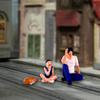 1/64 Diorama Figures Miniature Layout Sitting Thinking Man and Girls for Model Building Kits
