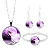 Ювелирные изделия, фиолетовый круглый бренд, черный и белый лебедь, ожерелье с драгоценными камнями времени, браслет, серьги, комплект ювелирных изделий для женщин