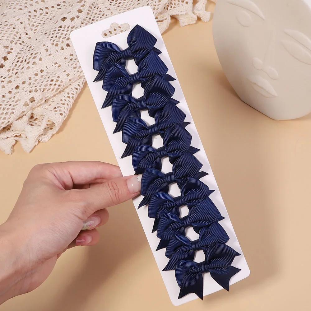 10 шт./набор однотонных репсовых лент, заколки для волос для детей, банты, заколки для волос, бутик, ручная работа, головные уборы, аксессуары для волос для девочек и младенцев