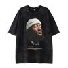 American basketball retro wasteland feng shui wash t-shirt star print men's and women's fashion casual sports stacked tops ins tide