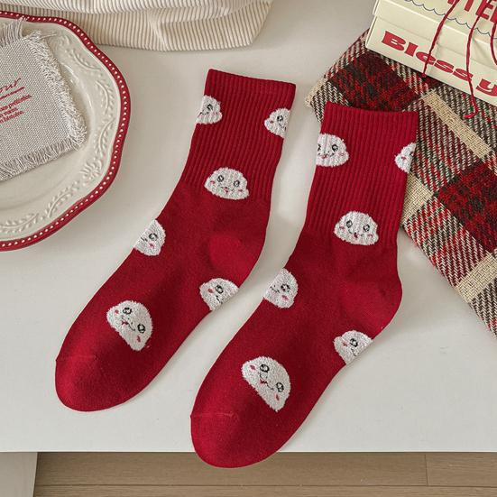 Красные носки с китайским новым годом, мультяшные носки с изображением знака зодиака «Змея», год удачи, теплые хлопковые носки для повседневной носки осень-зима