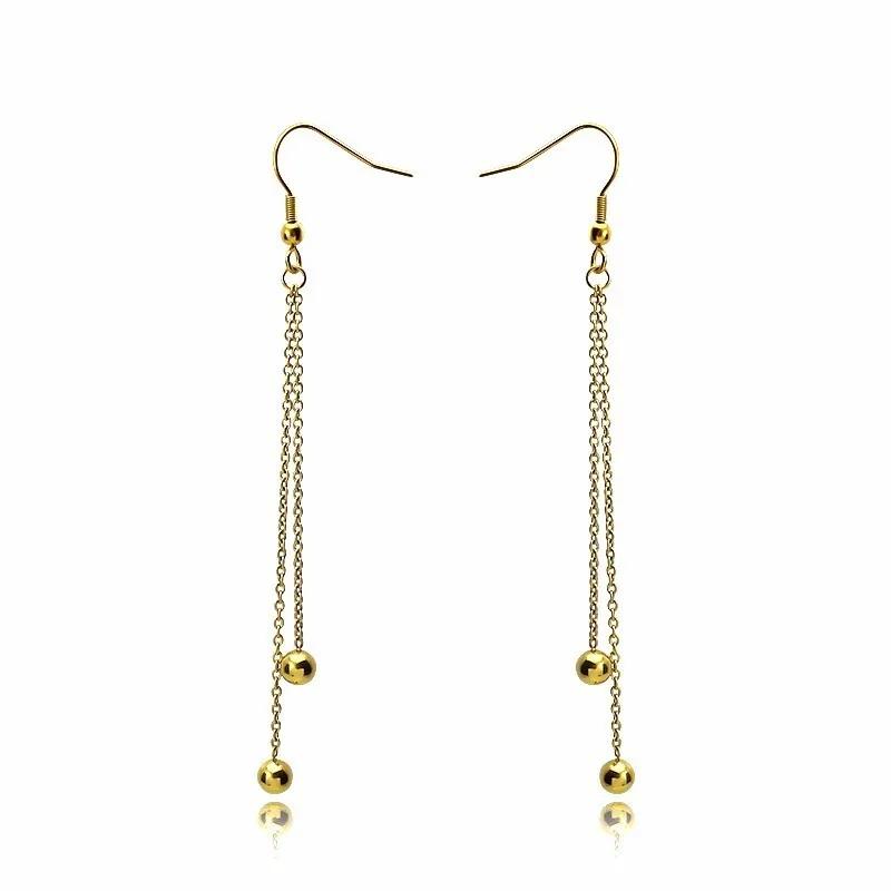 Handmade Fashion Simple Geometric Circular Long Earrings for Girls Stainless Steel Silver & Gold Temperament Popular Jewelry