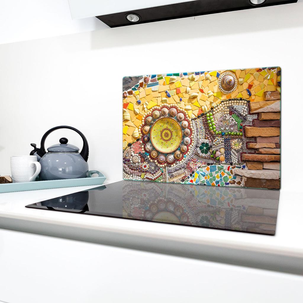 GLASS PROTECTIVE PLATE FOR STOVE 80x52 MOSAIC