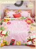 Christmas Bedding Set Red Background Snowflakes Christmas Duvet Cover Set Christmas Gingerbread Man Printed 3 Pieces Christmas