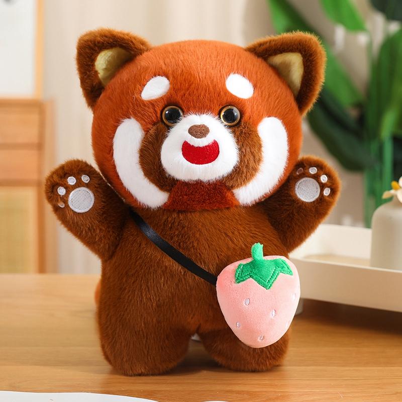 Red Panda Simulation Standing Squat Satchel Fruit Vegetable Series Soft Cartoon Animals Plush Pillow Children Xmas Gifts Anime