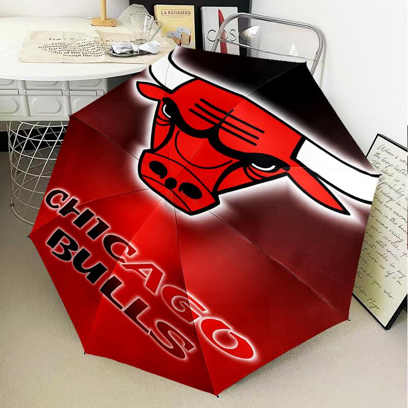 Складной зонт Red Bulls Basketball, автоматический зонт с 8 спицами для путешествий, кемпинга. Подарок на Хэллоуин, Рождество