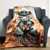 Custom Name Baby Yoda Desert Adventure Party Blanket For Couch Bed Plush Cozy Fuzzy Blanket Super Soft Warm Blankets For Fall And Winter 0916169