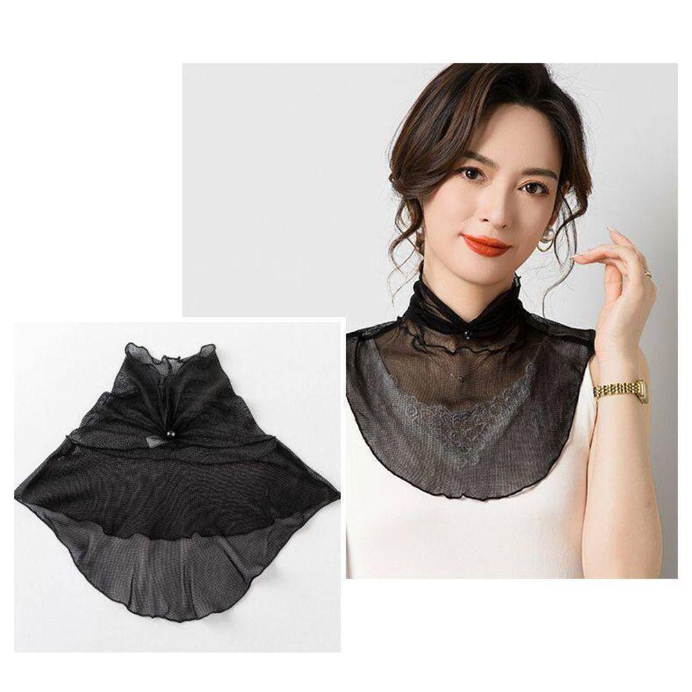 Breathable Silk Mesh Scarf Windproof Sun Protection Scarf New Fake Collar Scarf Women