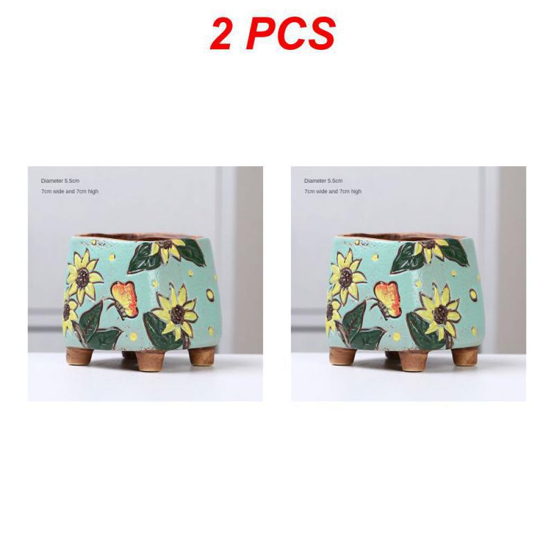 Керамический цветочный горшок Креативная ручная роспись Резьба Керамические украшения для дома Цветочные горшки Суккулентный цветочный горшок