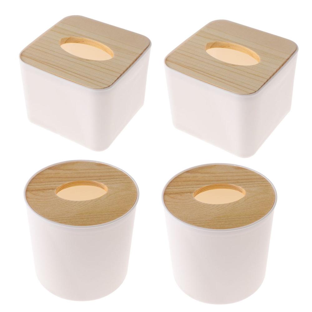 4PCS Cartoon Wood Table Decoration Cover Holder Storage Case Wooden Tissue Box Napkin Paper Boxes