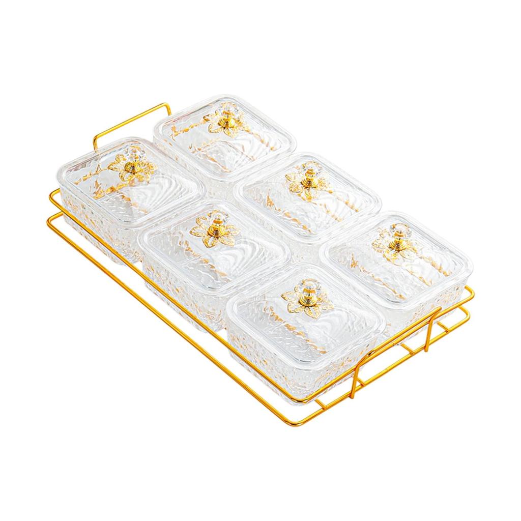 Divided Serving Dishes Divided Fruit Tray Platter Wedding Nuts Plate Dried Fruit Tray with Lid for Candy Fruit Appetizer Nut