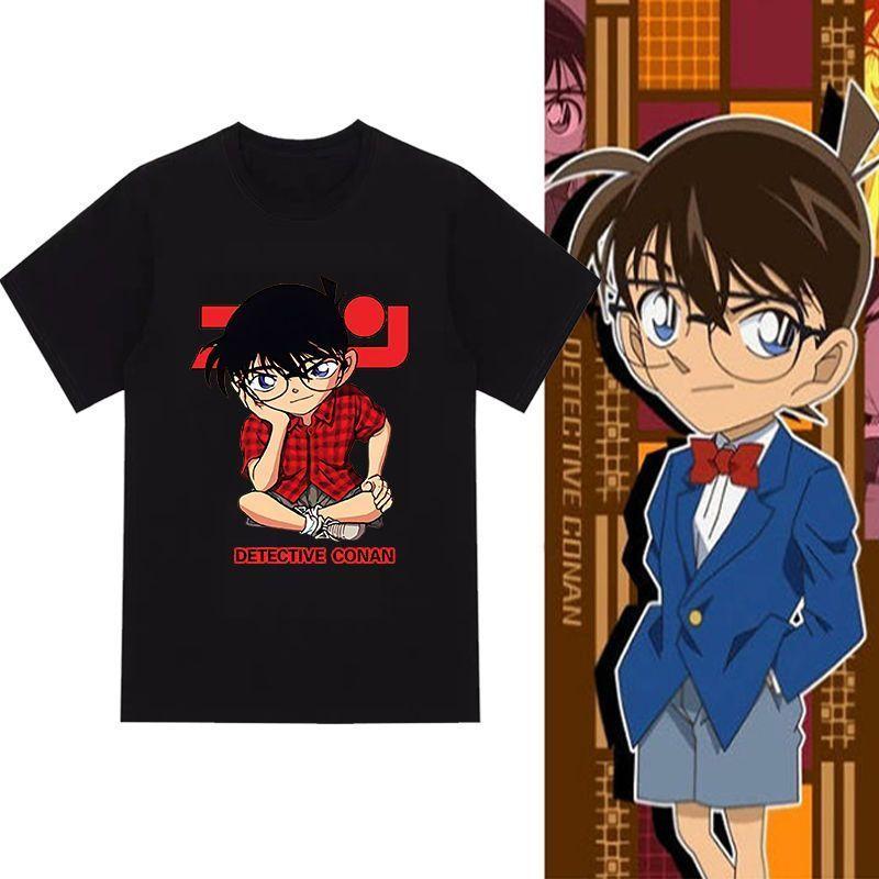 Vintage Detective Conan Graphic T‑Shirt Japanese Anime Print Short Sleeve Oversized High Quality Casual Crew Neck Cotton Unisex Streetwear Tops Tees