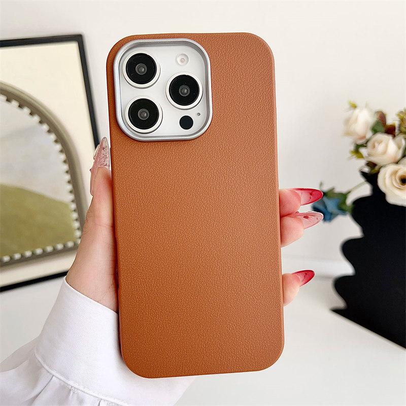 TPU Soft Matte Magnetic Housing iPhone 16 Pro Max 15 Plus 14 Pro 13 12 11 Solid Color Leather Texture Shock Proof Case