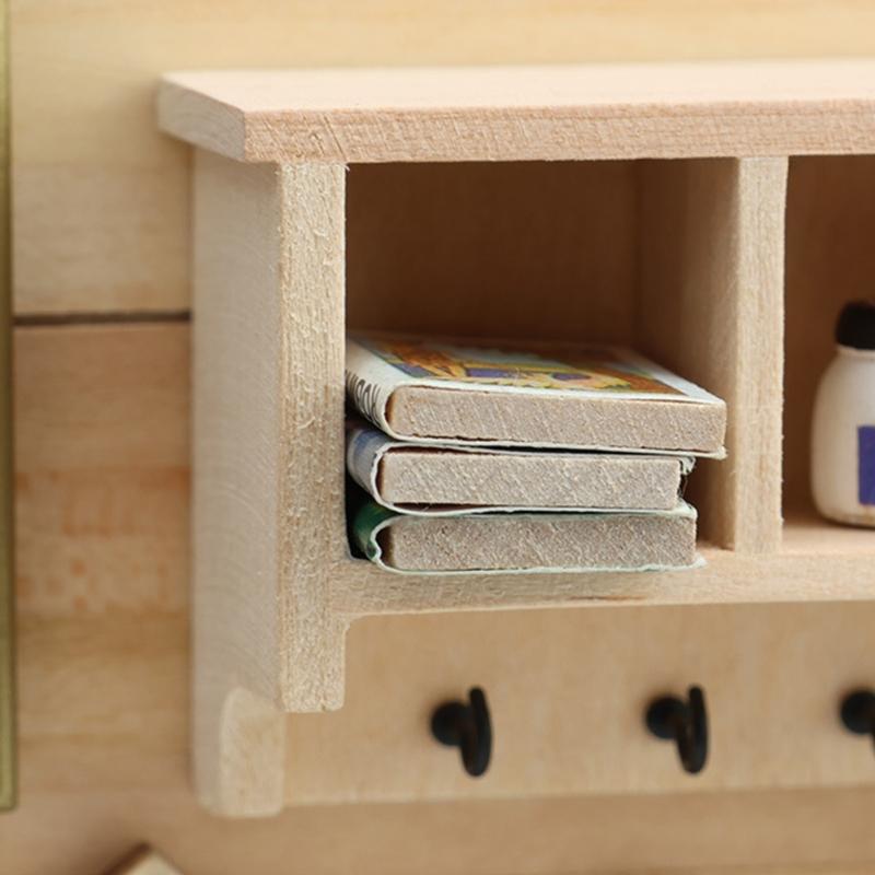 Hanger Wooden Miniature Accessories Wall Mounted Shelf Storage Solution For 1/12 Scale Tiny Rooms