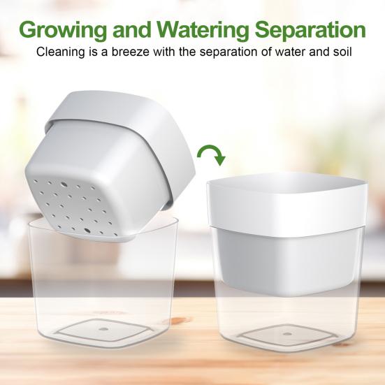 Самополивающийся цветочный горшок с хлопковым шнурком, окошком для видимости уровня воды, горшок для полива снизу, автоматический полив