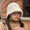 Solid Faux Fur Bucket Cap Women's Basin Hat Winter Hat Korean Casual Japanese Hats
