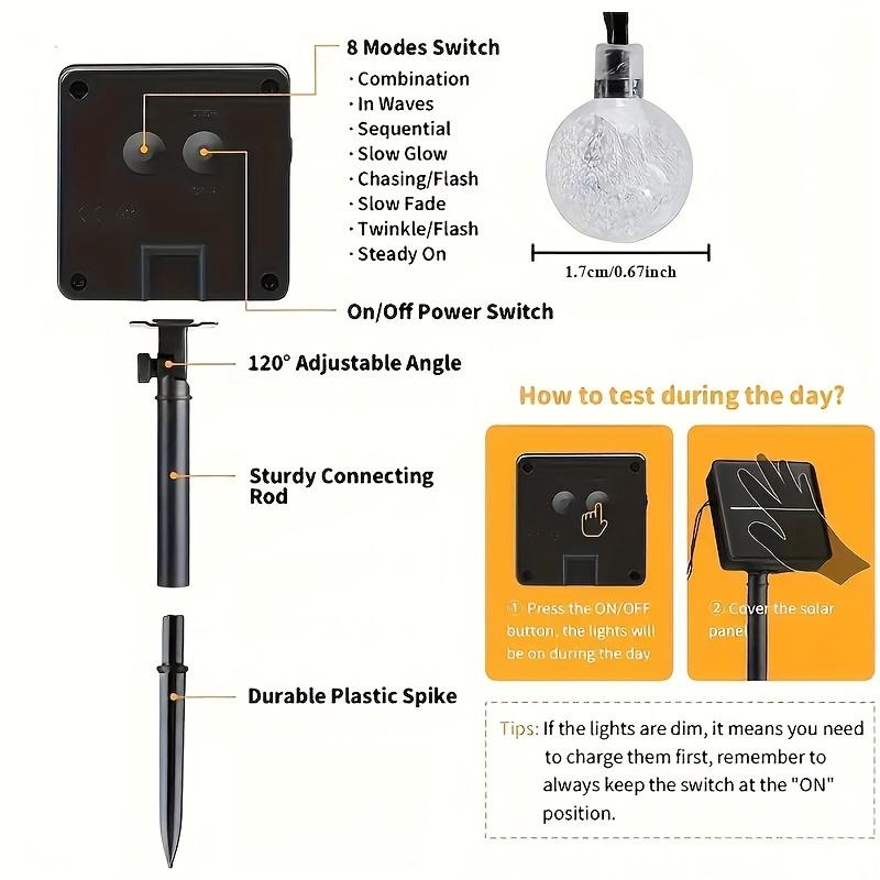 Solar Crystal Ball String Lights with 20–100 LEDs – Waterproof Outdoor Fairy Lights with 8 Modes for Garden Christmas Decoration