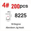 200 шт. #8~#6/0 Высокоуглеродистая сталь 90 градусов Aberdeen Крючок-джиг Изогнутый Морская вода Длинное цевье Крючки для мягких приманок