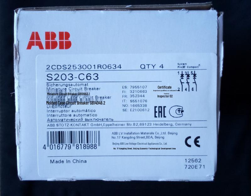 ABB S203-C80/C100 3P Miniature Circuit Breaker