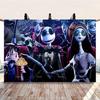 Spooky Skeleton Couple Halloween Photography Backdrop Pumpkin Graveyard Moon Background, Horror Gothic Party Photo Booth Decor366