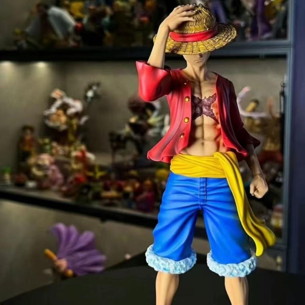Аниме One Piece JT Через два года Кепка-давление Луффи Сцена действия GK Модель Статуя Игрушки Модель с двумя персонажами Рождественский подарок