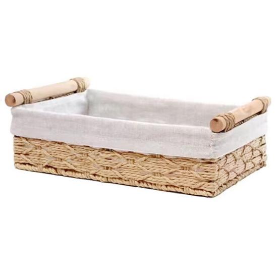 Desktop Storage Basket with Handle Vine Braided Large Capacity Cosmetic Remote Control Pens Keys Sundries Organizer Home Office Storage Box