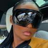 Futuristic Wrap Around Sunglasses Rave Curved Lens Uv400 Protection 2000'S Eyewear Oversized  Sun Glasses For Women & Men
