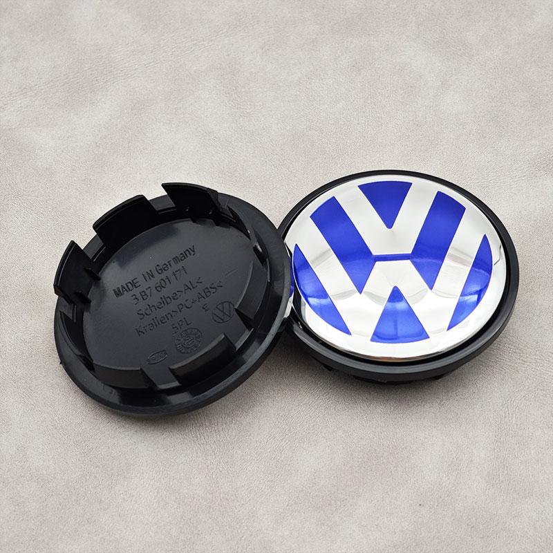 For VW Volkswagen Jetta MK5 Golf 4pcs 65mm Blue VW Car Wheel Center Caps For Volkswagen VW R GTI Golf 6 Passat CC Magotan Touran