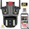 2024 IPC360 Home App 16MP 8K Security Camera 4 Lens 10X Zoom 3 Screens WiFi PTZ Camera Two Way Audio Auto Tracking Color Night Vision