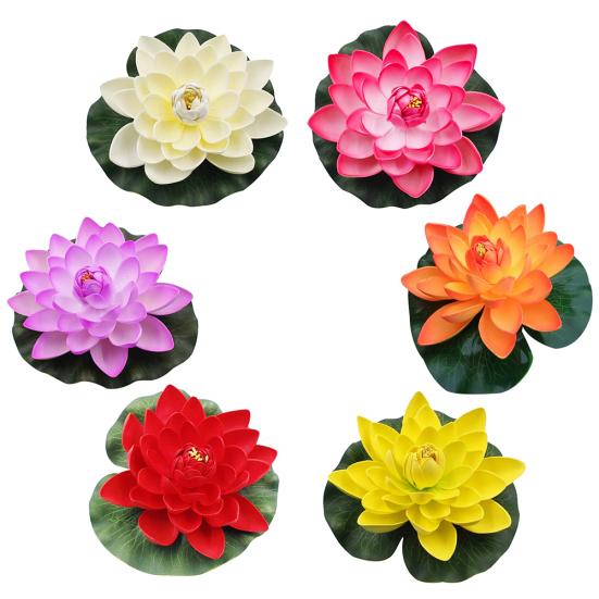Artificial Lotus Flower Fake Floating Water Lily Garden Pond Fish Tank Decor