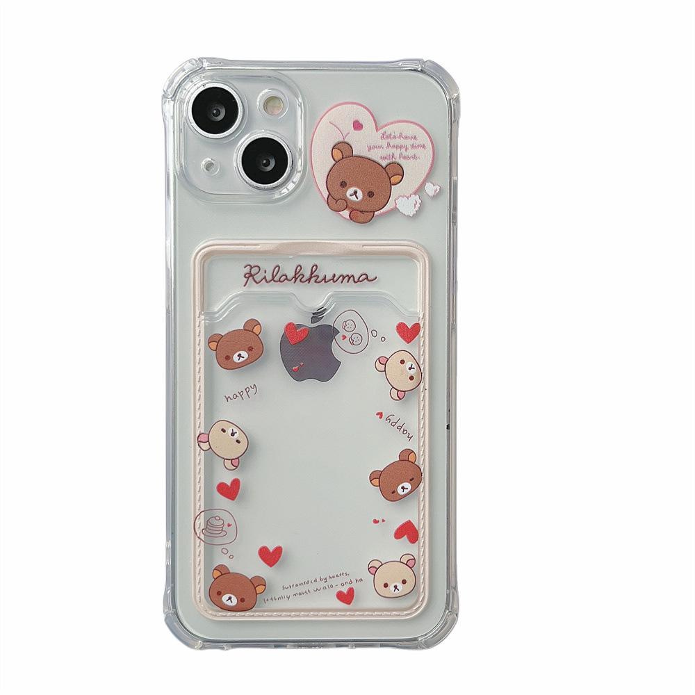 Чехол Brown Bear Love Series для iPhone 12/14 Pro, 11, XR, XS — прозрачный, женский, для пользователей Apple от 15 лет.