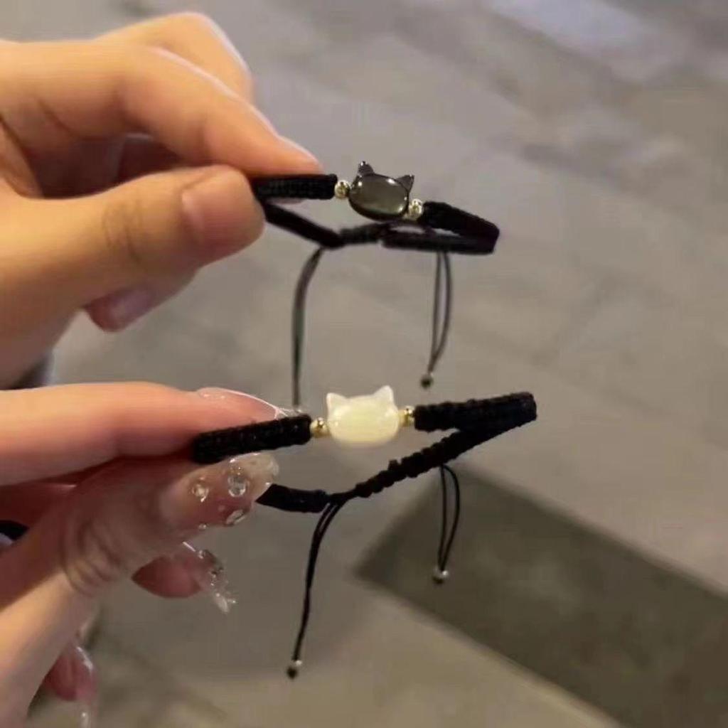 Браслет в стиле Kuaishou Douyin с кошкой и ракушкой: Плетеный вручную подарок для лучшей подруги, девушки или студентки