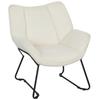 Modern Accent Chair, Sherpa Fleece Upholstered Chair with Wide Backrest and Steel Legs, Easy Assembly, White