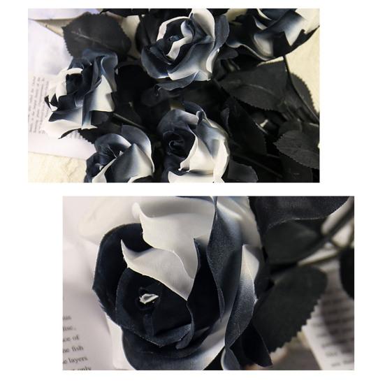 5 шт. искусственная черная роза на Хэллоуин с листьями, готический реалистичный искусственный шелковый цветок, праздничный центральный элемент для домашнего офиса и стола, искусственные цветы
