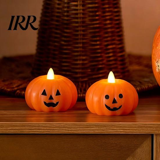 LED Flameless Candle Halloween Fake Candle, Battery Operated Stacked Pumpkin/Ghost Light, Party Atmosphere Light Flickering Pillar for Dinner