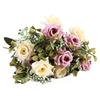 Colorful Artificial Rose Bouquet with Green Leaves Curly Edge Realistic Reusable Non-withering Home Wedding Party Bridal Faux Flower Adult Sex Wear