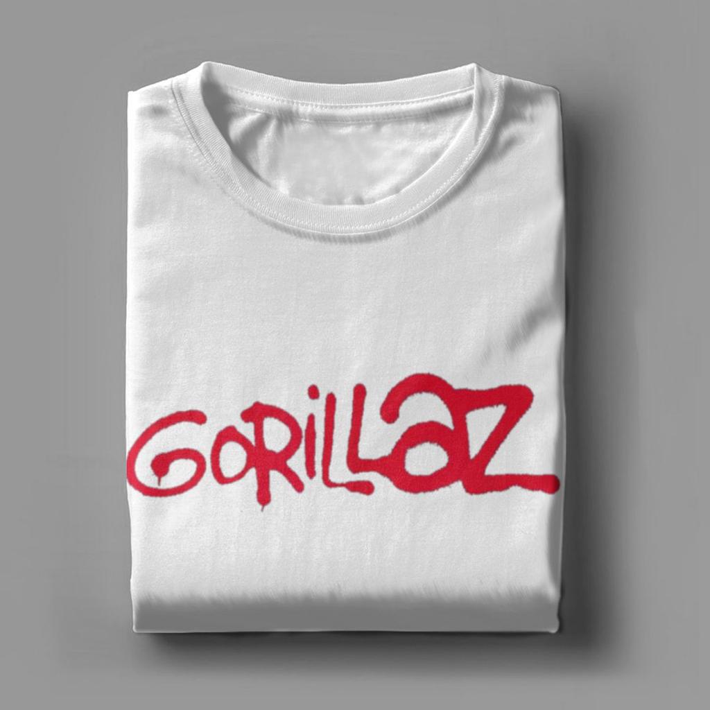 Футболки с логотипом Gorillaz Paint Brush Red, мужская музыкальная группа, панк-рок, 90-е, юмор Y2K, чистый хлопок, футболка с круглым вырезом и коротким рукавом, подарок