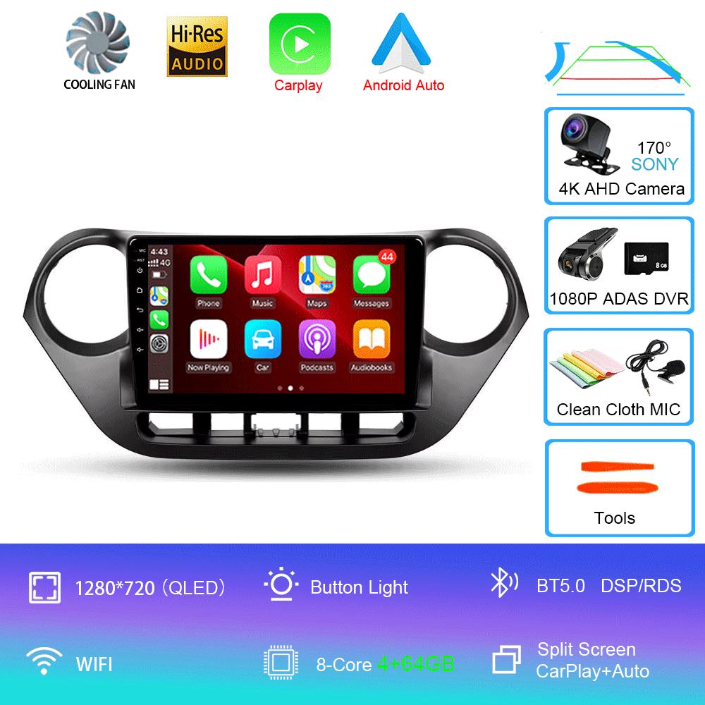 Автомобильный радиоприемник Android 14 Carplay Auto Multimedia Player для Hyundai I10 2013 - 2018 Навигация Авторадио GPS Стерео 2din Головное устройство
