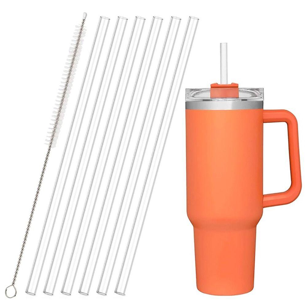 1Sets Drinking Plastic Straws with Brush Replacement Straw Durable Cup Straw