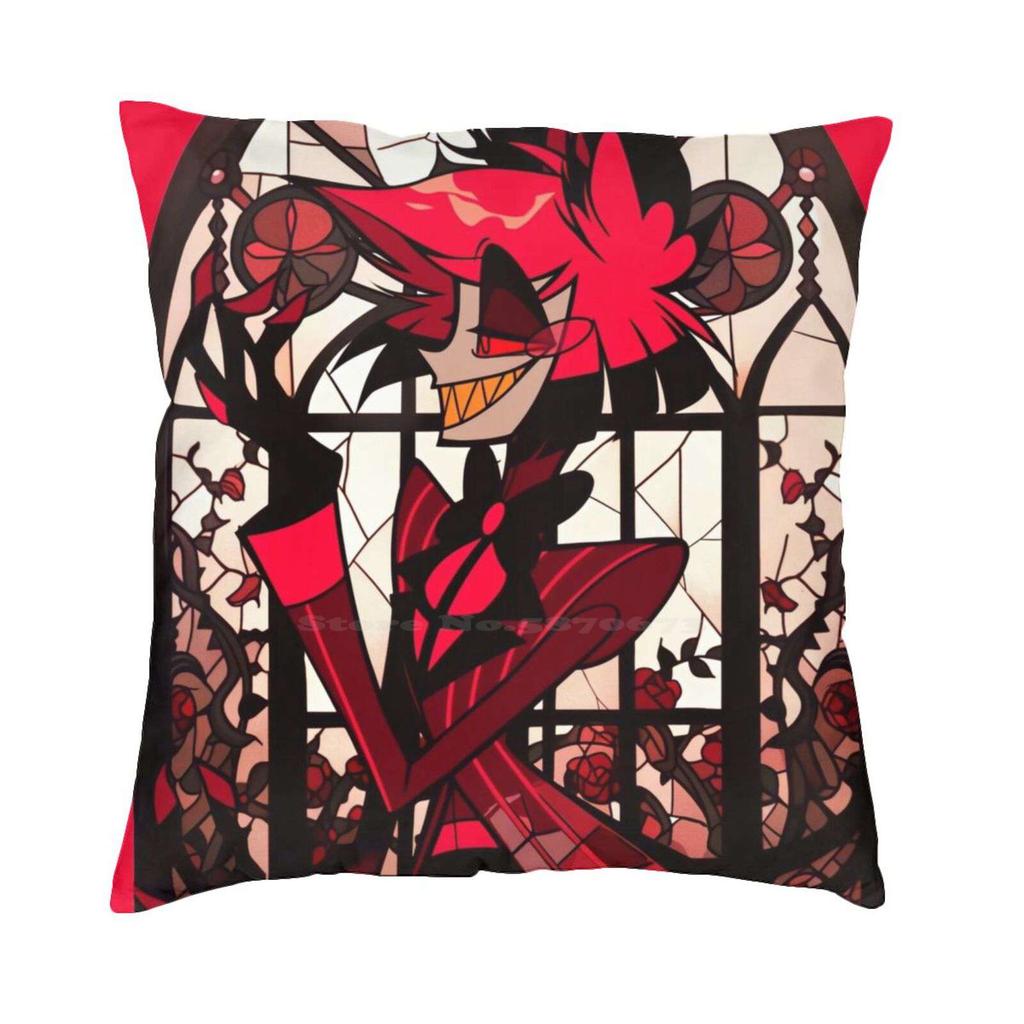 Stained Glass Alastor Home Sofa Car Waist Throw Pillowcase Radio Demon Alastor Stained Glass Angel Dust